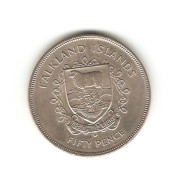 327/ FALKLAND (Iles Malouines)  : Elizabeth II : 50 Pence 1977 (copper-nickel - 28.43 Grammes) - Malvinas