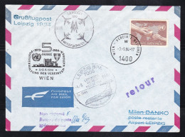 United Nations Vienna Office - Grussflugpost Leipzig 1984 Airmail Cover - Briefe U. Dokumente
