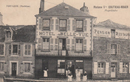 56 PORT-LOUIS  LOCMIQUELIC  HÔTEL BELLE-VUE  PENSION RESTAURANT Vve COUTIAU-ROGER  Propriétaire TB PLAN 1908 RARE - Port Louis