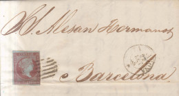 Año 1855 Edifil 40 Carta  Matasellos Rejilla Y Tarragona Tipo I Sebastian Serrahima Curiosa Carta - Lettres & Documents