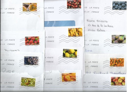 Série Complète De 12 Timbres Autoadhésifs "Fruits à Savourer" Sur Enveloppes - Lettres & Documents