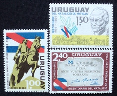 1965 URUGUAY New AIR MAIL Yvert A268/270 - Complete Set Hero Gral. Artigas Horse Cheval Pferd Caballo Statue Monument - Uruguay