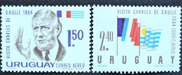 1964 URUGUAY New AIR MAIL Yvert A250/251  - Complete Set Charles De Gaulle France Flag Bandera Drapeau - Uruguay