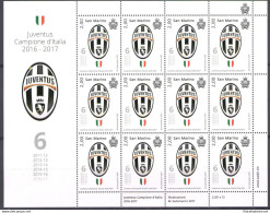 2017 San Marino, Juventus Campione D'Italia 2016-2017 Minifoglio 12 V MNH** - Blocchi & Foglietti