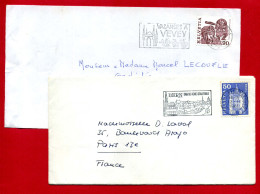 Suisse - 2 Lettres Pour La France - Tp N° 651 Et 1041 (Vevey Seulement Devant D'enveloppe) - Marcophilie