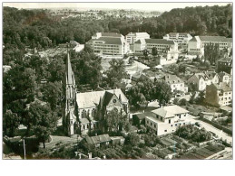 57.FORBACH.n°31.LE TEMPLE PROTESTANT.CPSM.EN AVION AU DESSUS DE.... - Forbach