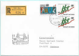 UNO-Wien R-Brief Stampex London GB Erinnerungsstempel MI-No 98 - Storia Postale