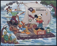Dominica 1985 Christmas, Disney S/s, Mint NH, Religion - Transport - Christmas - Ships And Boats - Art - Disney - Noël
