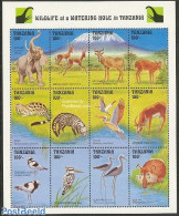 Tanzania 1993 Animals 12v M/s /Elephant, Mint NH, Nature - Animals (others & Mixed) - Birds - Elephants - Tanzania (1964-...)
