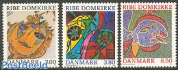 Denmark 1987 Ribe Dom Art 3v, Mint NH, Art - Stained Glass And Windows - Unused Stamps