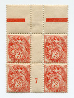 FRANCE N°109  ** TYPE BLANC IA EN BLOC DE 4 AVEC MILLESIME 7 ( 1907 ) - Millésimes