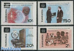 Tanzania 1986 International Peace Year 4v, Mint NH, History - Transport - Peace - Space Exploration - Tanzania (1964-...)