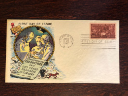 USA FDC FLUEGEL COVER 1947 YEAR DOCTORS HEALTH MEDICINE STAMPS - 1941-1950