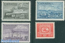 Canada 1951 Stamp Centenary 4v, Mint NH, Transport - 100 Years Stamps - Stamps On Stamps - Railways - Ships And Boats - Ongebruikt