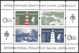 Bulgaria Bulgarie Bulgarien 2013 International Philatelic Salon Sofia Lighthouses Michel Bl. 376 (4533–34CSx) **MNH Neuf - Nuovi