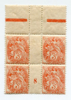 FRANCE N°109  ** TYPE BLANC IA EN BLOC DE 4 AVEC MILLESIME 8 ( 1908 ) - Millesimi