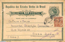 Brazil 1923 Postcard, Uprated To Ouro, Used Postal Stationary - Cartas & Documentos