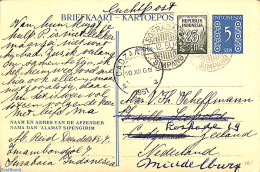 Indonesia 1951 Postcard 5s, Uprated With 25s To Airmail To Holland, Postal History - Indonesia
