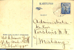 Indonesia 1952 Postcard To Malang, Postal History - Indonesia