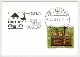 Schweiz / Helvetia 1983, Flaggenstempel Spielzeugmuseum / Musée Du Jouet / Toy Museum Riehen - Other & Unclassified