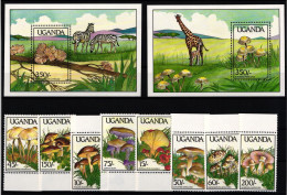 Uganda 667-674 Und Block 95 Und 96 Postfrisch Pilze #KC452 - Uganda (1962-...)