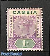 Gambia 1898 1sh, Stamp Out Of Set, Without Gum, Unused (hinged) - Gambia (...-1964)