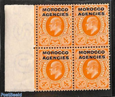 Great Britain 1912 MOROCCO AGENCIES 4d, Block Of 4 [+], Mint NH - Nuevos