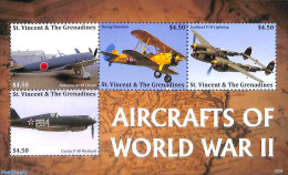 Saint Vincent 2022 Aircrafts Of World War II 4v M/s, Mint NH, History - Transport - World War II - Aircraft & Aviation - WO2