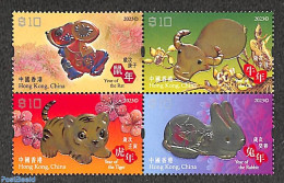 Hong Kong 2023 Newyear, Rat/ox/tiger/rabbit 4v [+], Mint NH, Nature - Various - Cat Family - Rabbits / Hares - New Year - Nuevos