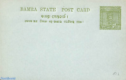 India 1894 Bamra, Postcard 1/4 Anna, Unused Postal Stationary - Storia Postale
