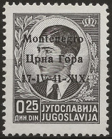 OIMO1N - 1941 Occ. Milit. Ital. MONTENEGRO, Sass. Nr. 1, Francobollo Nuovo Senza Linguella **/ - Montenegro