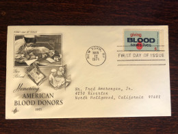 USA FDC COVER 1971 YEAR BLOOD DONATION DONORS HEALTH MEDICINE STAMPS - 1971-1980