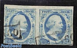 Netherlands 1852 Pair 5c, FRANCO Box, Used Stamps - Usati