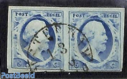 Netherlands 1852 5c, Pair, AMSTERDAM-C, Used Stamps - Used Stamps