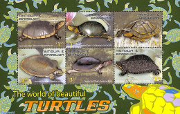 Antigua & Barbuda 2022 Turtles 6v M/s, Mint NH, Nature - Reptiles - Turtles - Antigua Et Barbuda (1981-...)