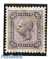 Austria 1904 40h, Perf. 13:13.5, With Lack Bars, Stamp Out Of Set, Unused (hinged) - Ongebruikt