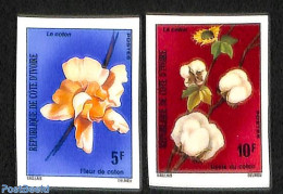 Ivory Coast 1975 Cotton Plants 2v, Imperforated, Mint NH, Nature - Various - Flowers & Plants - Textiles - Neufs