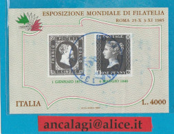 USATI ITALIA 1985 - Ref.0534 "ESPOSIZIONE MONDIALE DI FILATELIA" Foglietto - - 1981-90: Oblitérés