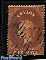 Sri Lanka (Ceylon) 1861 5d, WM Star, Used, Used Stamps - Sri Lanka (Ceylon) (1948-...)