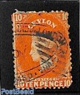 Sri Lanka (Ceylon) 1863 10d, WM Crown-CC, Used, Used Stamps - Sri Lanka (Ceilán) (1948-...)