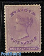 Sri Lanka (Ceylon) 1863 1/2d, WM Crown-CC, Stamp Out Of Set, Unused (hinged) - Sri Lanka (Ceilán) (1948-...)