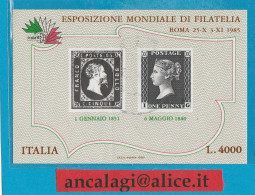 USATI ITALIA 1985 - Ref.0534B "ESPOSIZIONE MONDIALE DI FILATELIA" Foglietto - - 1981-90: Oblitérés