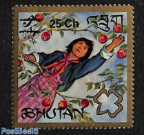 Bhutan 1978 25Ch On 5Nu, Stamp Out Of Set, Mint NH, Nature - Sport - Fruit - Scouting - Frutta