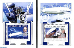 Guinea, Republic 2002 Zeppelin 2 S/s, Mint NH, Transport - Various - Zeppelins - Maps - Zeppelin