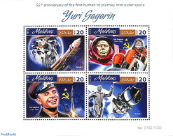Maldives 2016 Yuri Gagarin 4v M/s, Mint NH, Transport - Space Exploration - Maldives (1965-...)