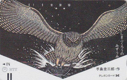 TC Ancienne JAPON / NTT 430-029 - OISEAU HIBOU & Poisson - OWL Bird & Fish JAPAN Front Bar Phonecard - EULE Vogel - Owls