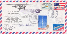 CONCORDE USA - FRANCE Signatures 13.06.1979 Avec Défaut 50e Anniv. Traversée Atlantique Nord Oiseau Canari + Vignette. - Concorde