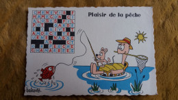 CPSM ILLUSTRATEUR BARBEROUSSE PLAISIR DE LA PECHE MOTS CROISES TORTUE SOURIS POISSON ED HUMOUR SERVICE 418 - Barberousse