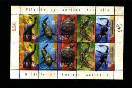 AUSTRALIA - 1997 WILDLIFE OF ANCIENT AUSTRALIA SHEETLET OVPT QPC STAMP SHOW MINT NH - Blocks & Kleinbögen