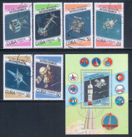 Cuba 1987 Mi# 3084-3089, Block 98 Used - Intercosmos, 20th Anniv. / Space - América Del Norte